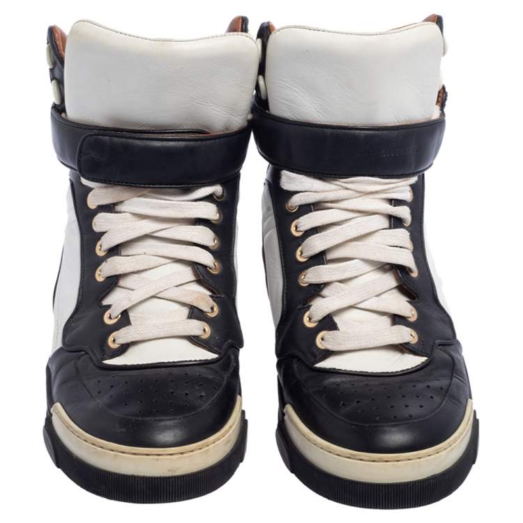 Pre Owned Givenchy Black/White Leather Tyson High Top Sneakers Size 38