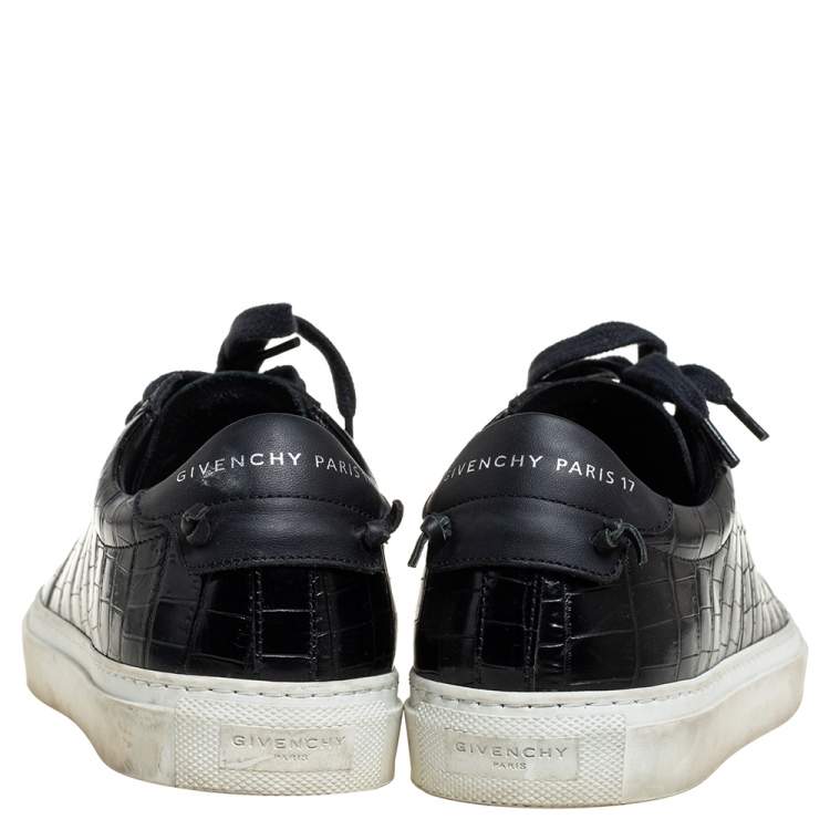 Pre Owned Givenchy Black Croc Embossed Leather Urban Street Sneakers Size 38