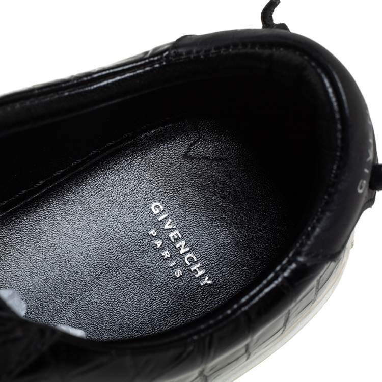 Pre Owned Givenchy Black Croc Embossed Leather Urban Street Sneakers Size 38