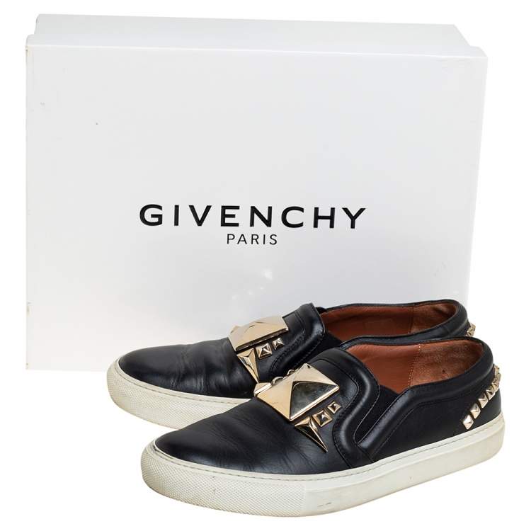 Pre Owned Givenchy Black Leather Embellished Skate Sneakers Size 38