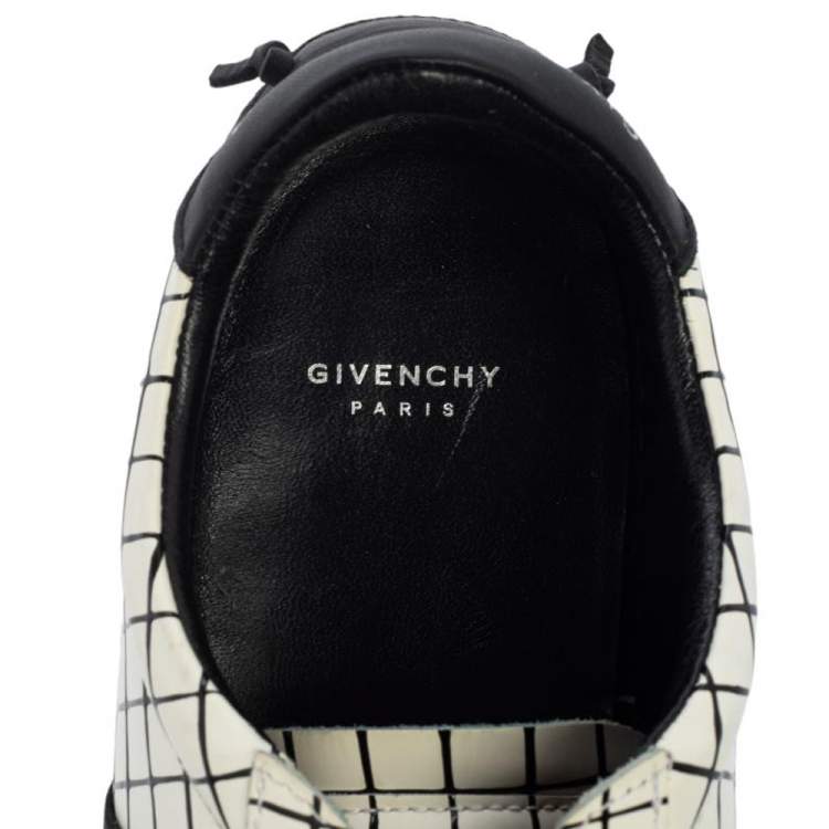 Pre Owned Givenchy White/Black Check Leather Urban Street Sneakers Size 38