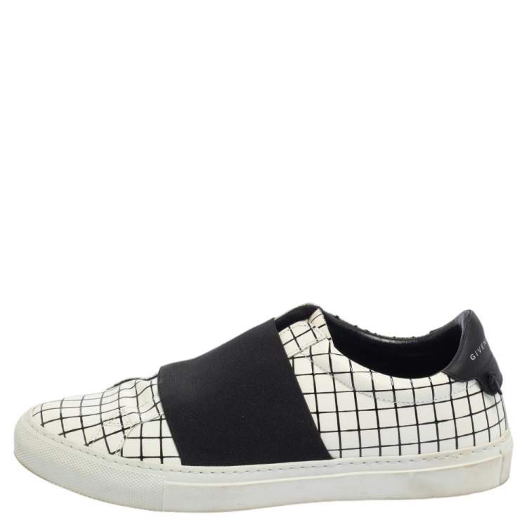 Pre Owned Givenchy White/Black Check Leather Urban Street Sneakers Size 38