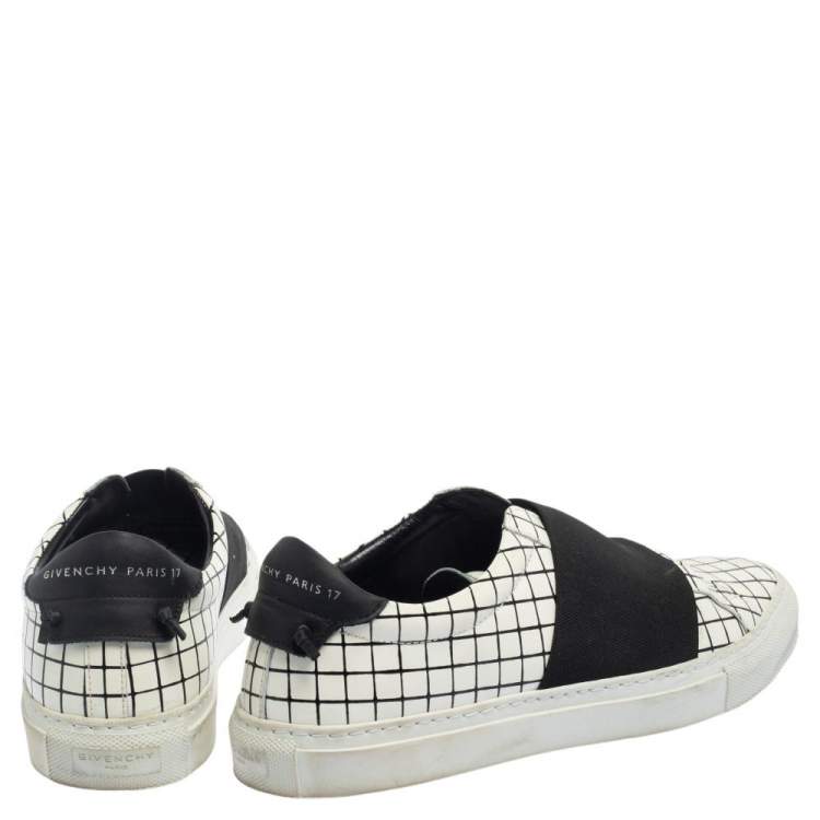 Pre Owned Givenchy White/Black Check Leather Urban Street Sneakers Size 38