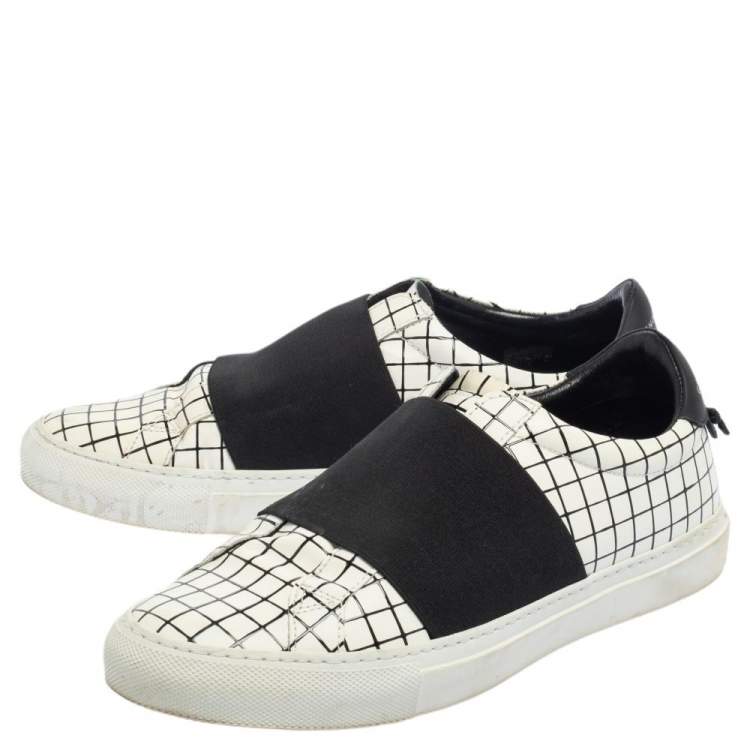 Pre Owned Givenchy White/Black Check Leather Urban Street Sneakers Size 38