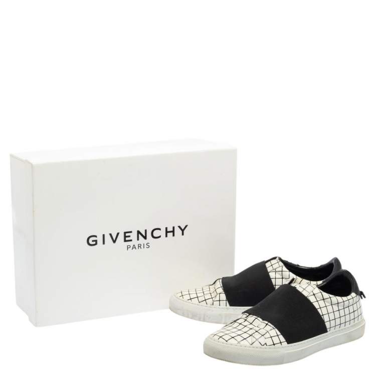 Pre Owned Givenchy White/Black Check Leather Urban Street Sneakers Size 38
