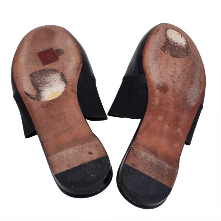 مملوكة مسبقًا Givenchy Black Leather and Strecth Band Bedford Flat Mules Size 40