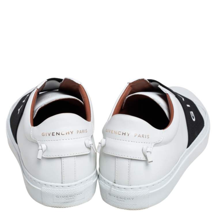 Pre Owned Givenchy White/Black Leather Urban Street Logo Slip On Sneakers Size 40
