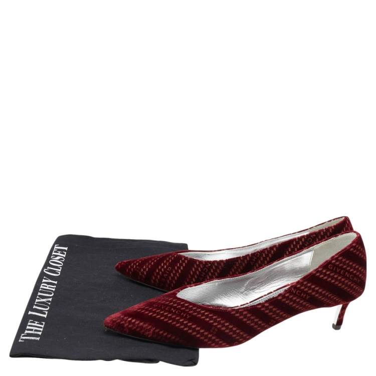 Pre Owned Givenchy Burgundy Velvet Pointed Toe Pumps Size 37
