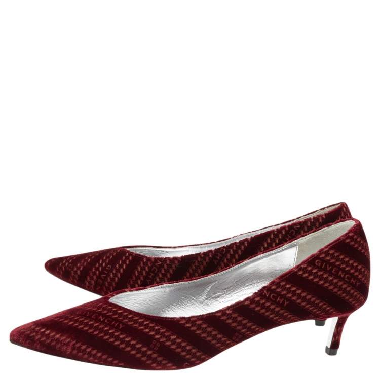 Pre Owned Givenchy Burgundy Velvet Pointed Toe Pumps Size 37
