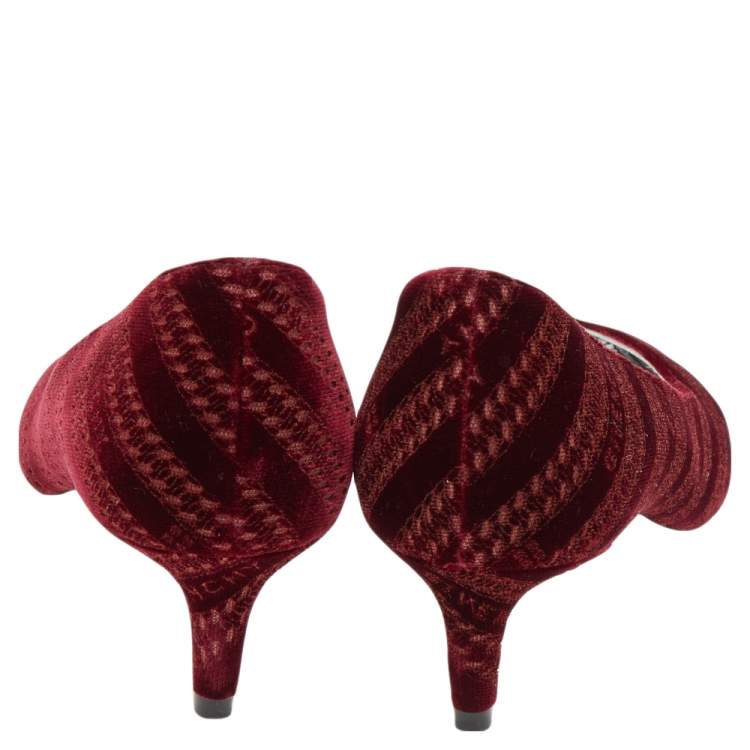Pre Owned Givenchy Burgundy Velvet Pointed Toe Pumps Size 37