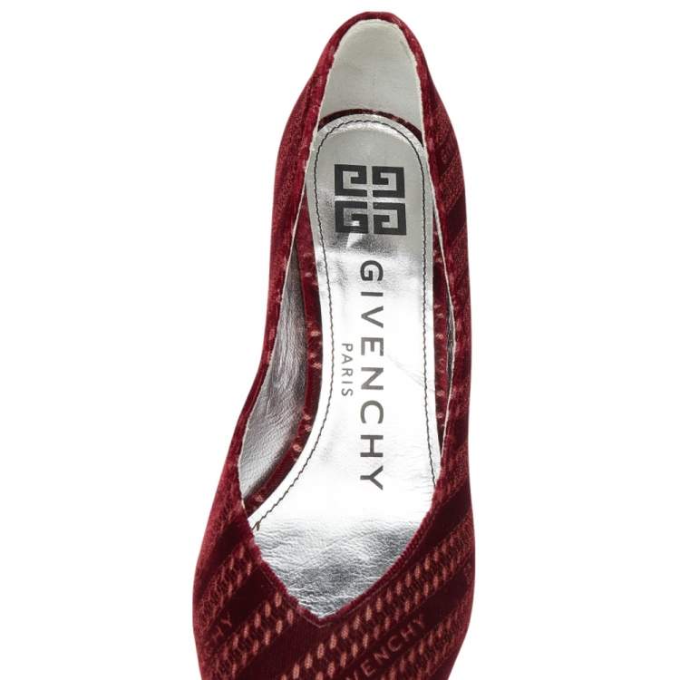 Pre Owned Givenchy Burgundy Velvet Pointed Toe Pumps Size 37