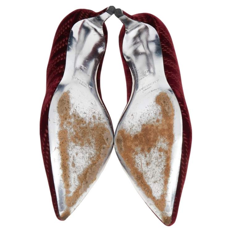 Pre Owned Givenchy Burgundy Velvet Pointed Toe Pumps Size 37