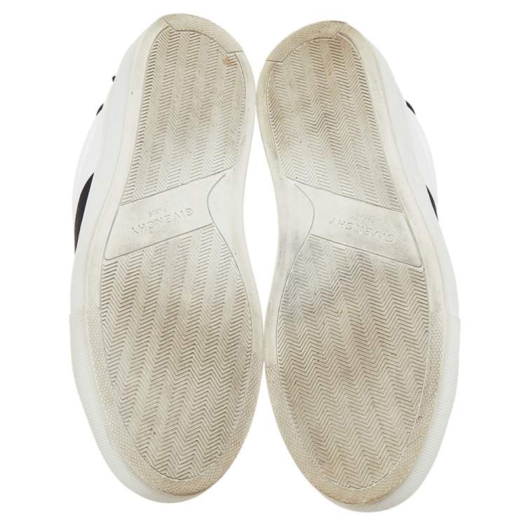 Pre Owned Givenchy White /Black Leather Slip On Sneakers Size 35