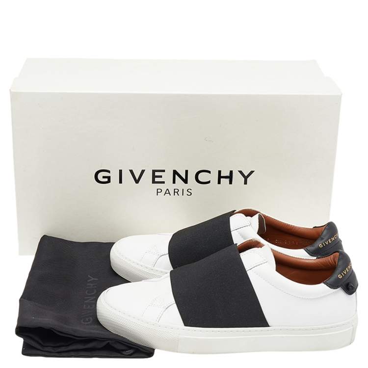Pre Owned Givenchy White /Black Leather Slip On Sneakers Size 35