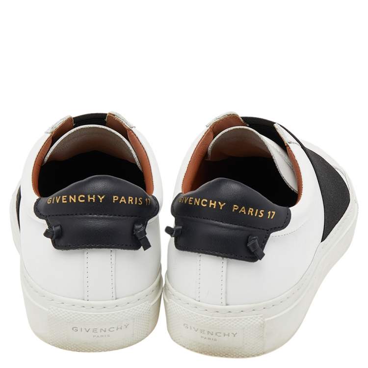 Pre Owned Givenchy White /Black Leather Slip On Sneakers Size 35