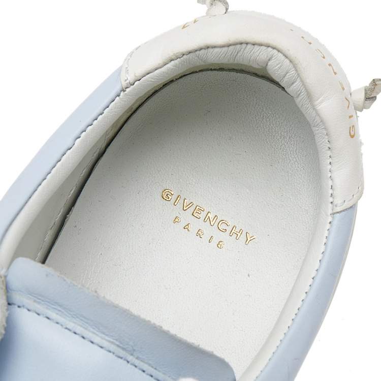 Pre Owned Givenchy Baby Blue/White Leather Urban Street Low Top Sneakers Size 39.5