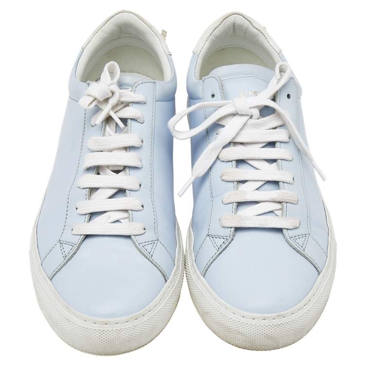 Pre Owned Givenchy Baby Blue/White Leather Urban Street Low Top Sneakers Size 39.5