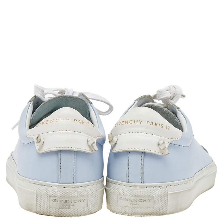 Pre Owned Givenchy Baby Blue/White Leather Urban Street Low Top Sneakers Size 39.5