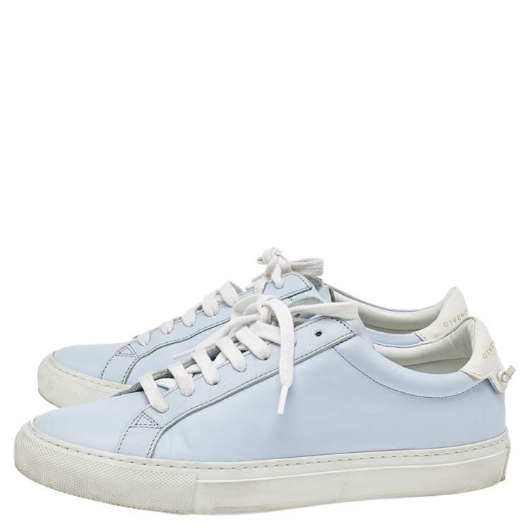 Pre Owned Givenchy Baby Blue/White Leather Urban Street Low Top Sneakers Size 39.5