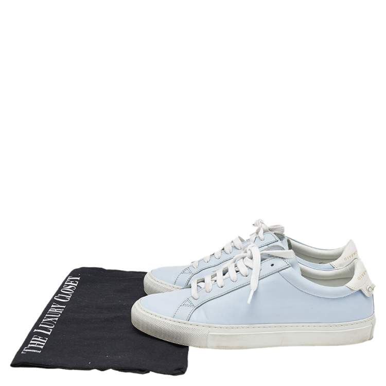Pre Owned Givenchy Baby Blue/White Leather Urban Street Low Top Sneakers Size 39.5