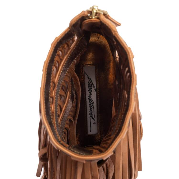 Pre Owned Givenchy Brown Leather Fringe Sandals Size 37