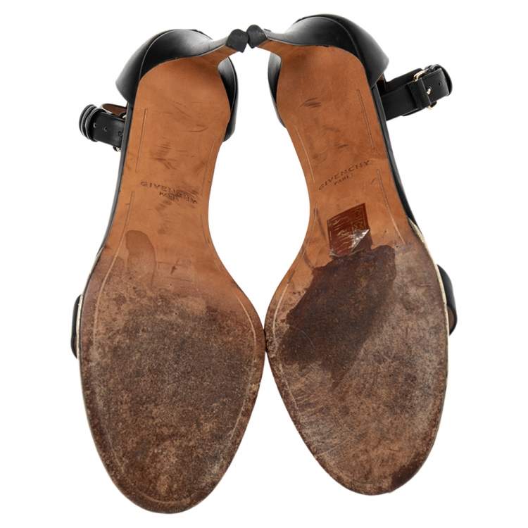 Pre Owned Givenchy Black Leather Ankle Cuff Sandals Size 39