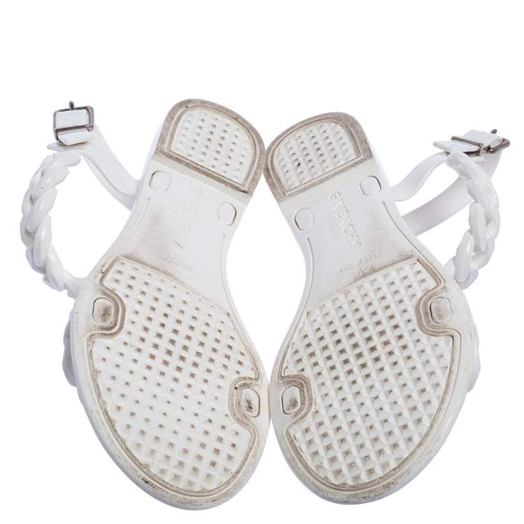 Pre Owned Givenchy White Jelly Chain Link Flats Size 39