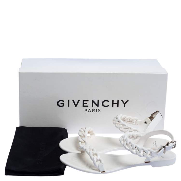 Pre Owned Givenchy White Jelly Chain Link Flats Size 39