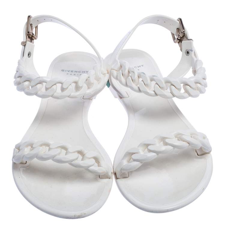 Pre Owned Givenchy White Jelly Chain Link Flats Size 39