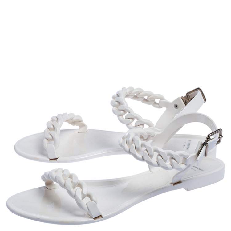Pre Owned Givenchy White Jelly Chain Link Flats Size 39