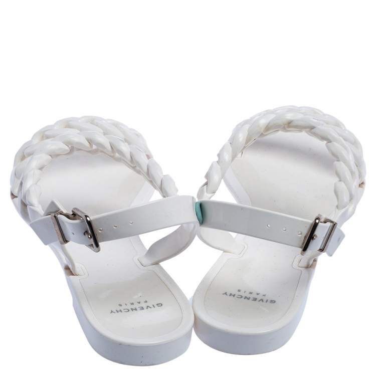 Pre Owned Givenchy White Jelly Chain Link Flats Size 39