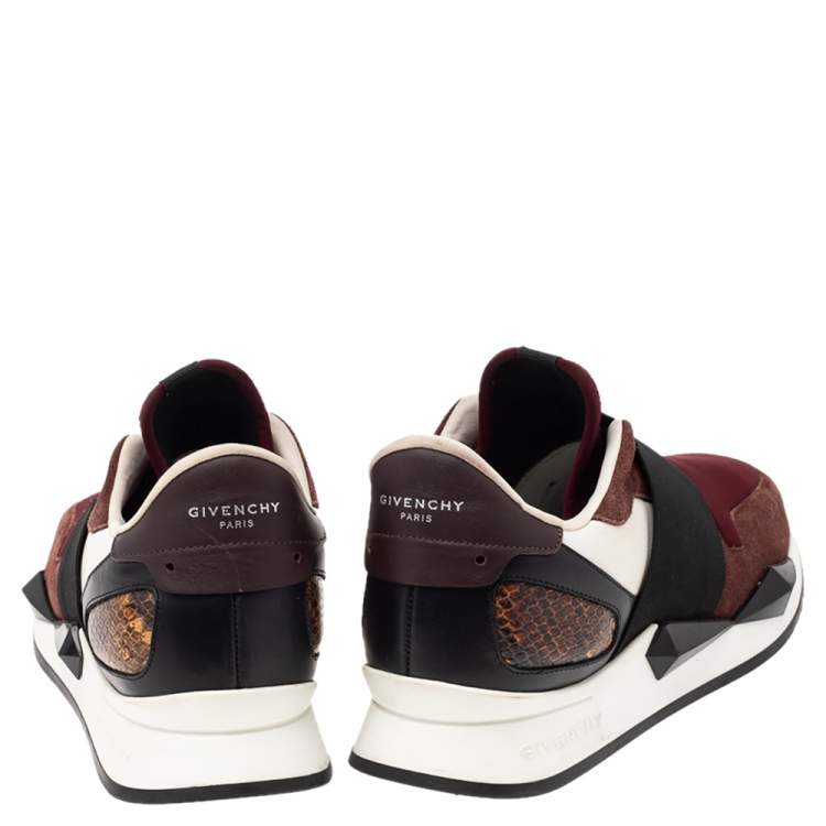 Pre Owned Givenchy Multicolor Suede And Fabric Elastic Strap Active Runner Low Top Sneakers Size 38.5
