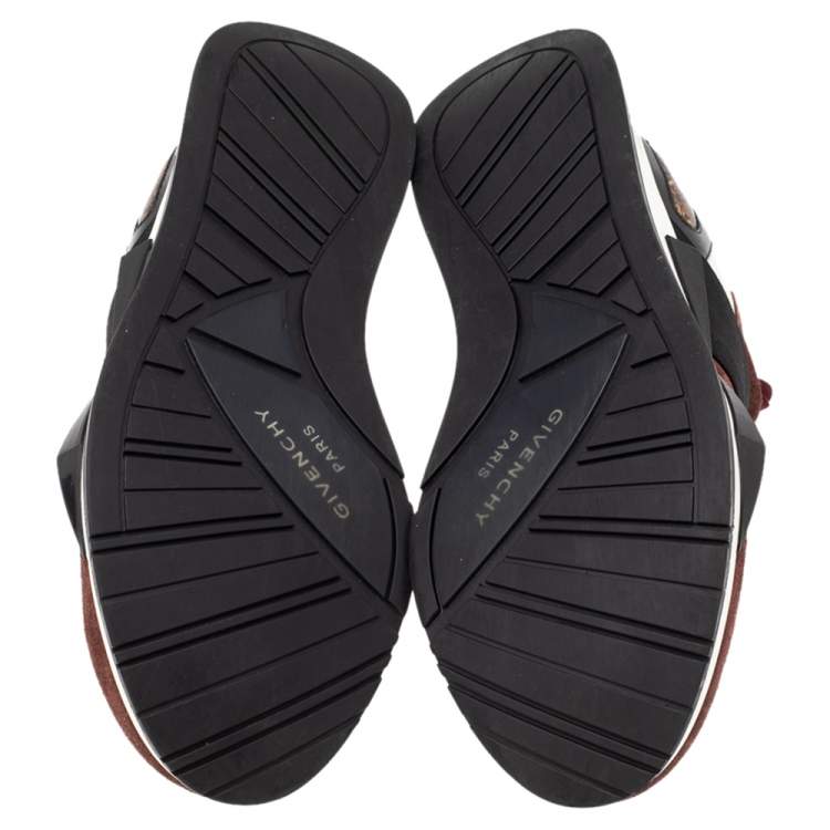 Pre Owned Givenchy Multicolor Suede And Fabric Elastic Strap Active Runner Low Top Sneakers Size 38.5