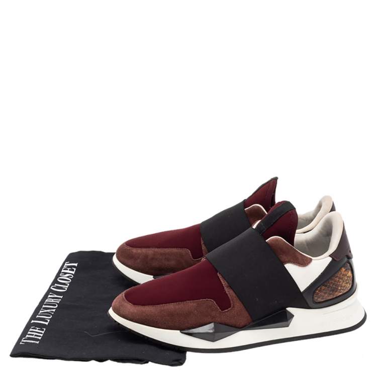 Pre Owned Givenchy Multicolor Suede And Fabric Elastic Strap Active Runner Low Top Sneakers Size 38.5