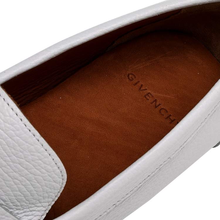 Pre Owned Givenchy White Leather Slip on Loafers Size 43