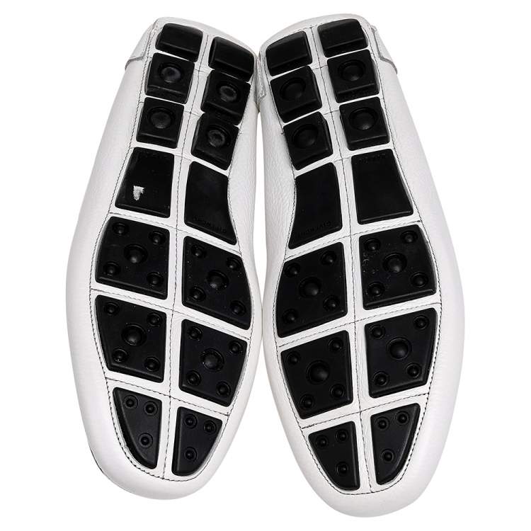 Pre Owned Givenchy White Leather Slip on Loafers Size 43