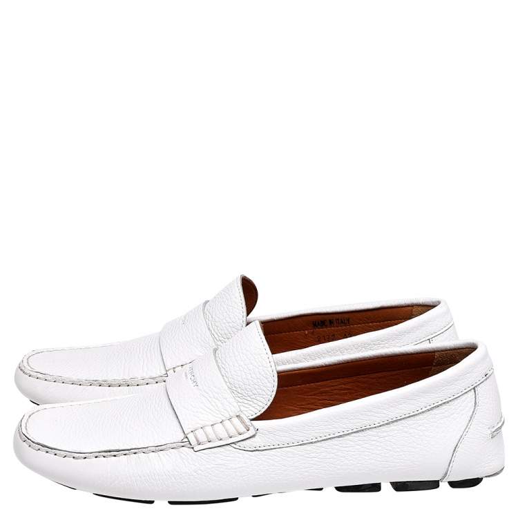 Pre Owned Givenchy White Leather Slip on Loafers Size 43