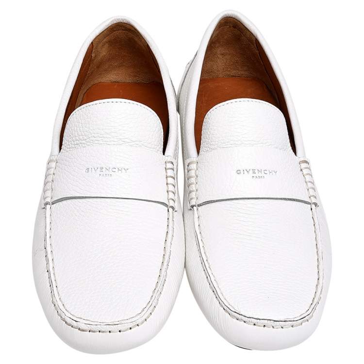 Pre Owned Givenchy White Leather Slip on Loafers Size 43