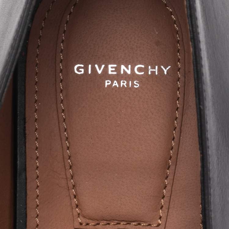 Pre Owned Givenchy Black Leather Chain Link Loafers Size 39