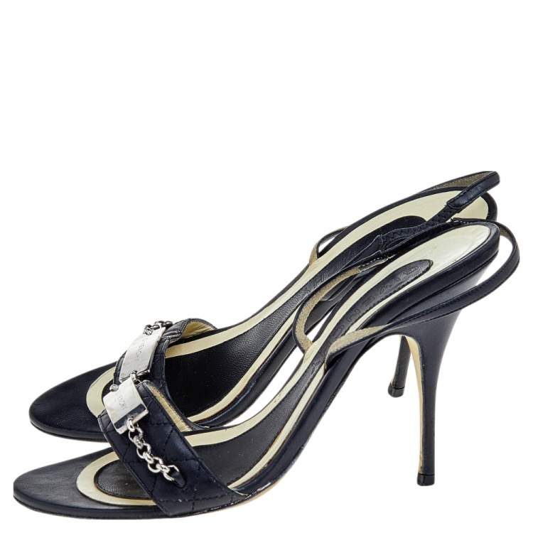 Pre Owned Givenchy Black Leather Ankle Strap Sandals Size 37