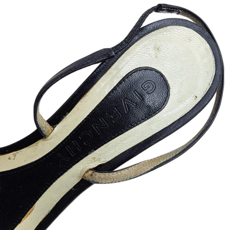 Pre Owned Givenchy Black Leather Ankle Strap Sandals Size 37