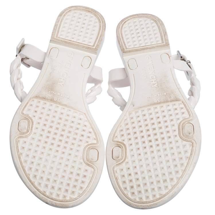 مملوكة مسبقًا Givenchy White Jelly Chain-Link Flat Sandals Size 38