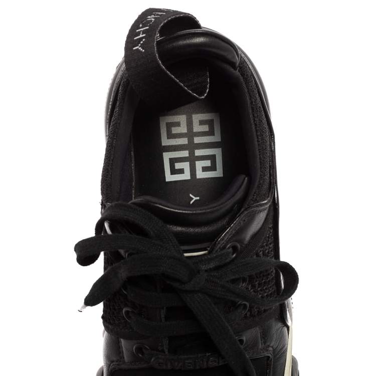Pre Owned Givenchy Black Mesh And Leather Lace Up Sneakers Size 37.5