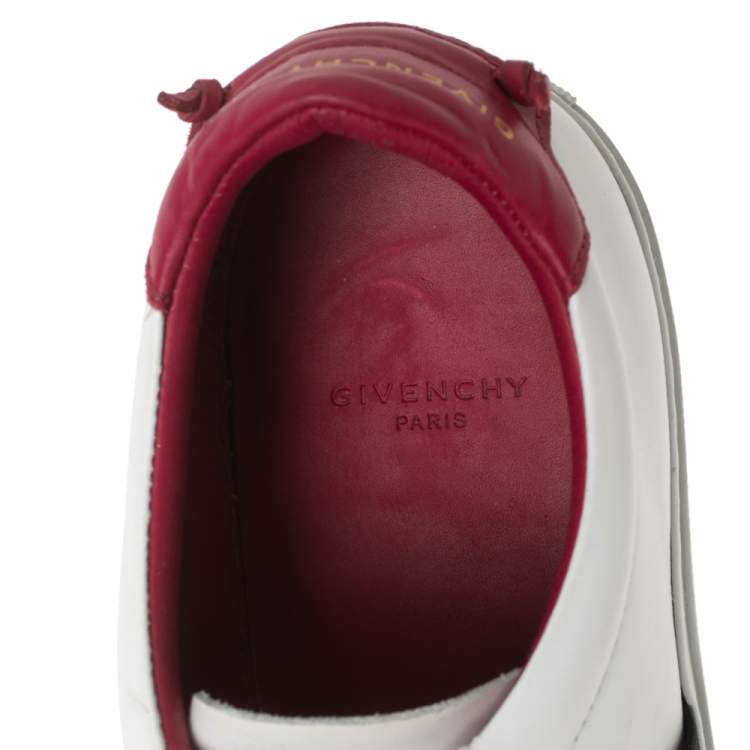 Pre Owned Givenchy White/Black Leather Urban Street Logo Slip On Sneakers Size 37.5