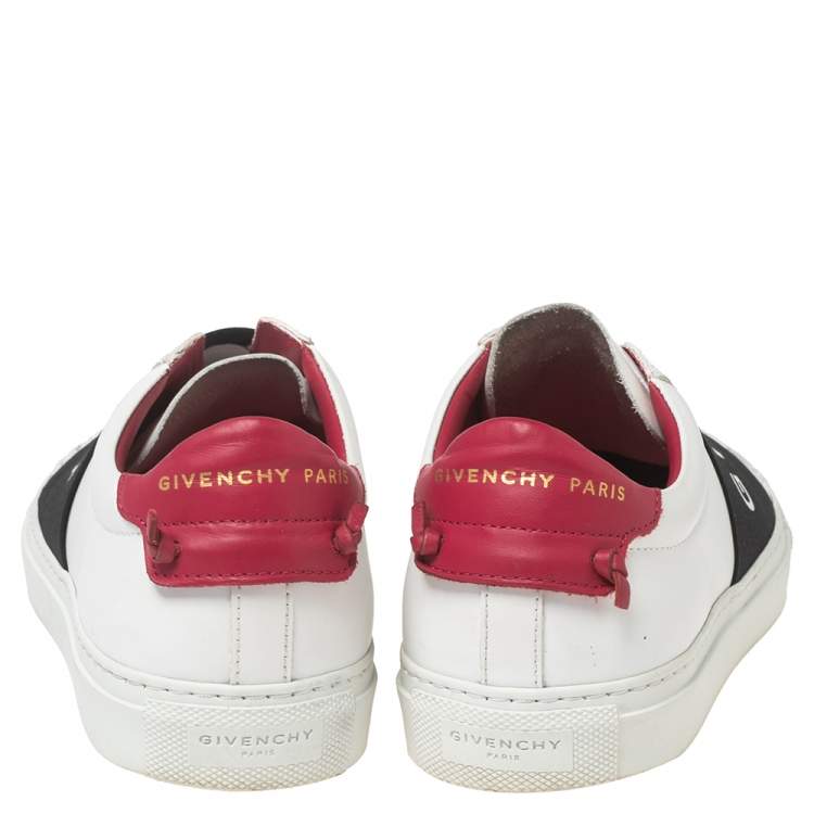 Pre Owned Givenchy White/Black Leather Urban Street Logo Slip On Sneakers Size 37.5