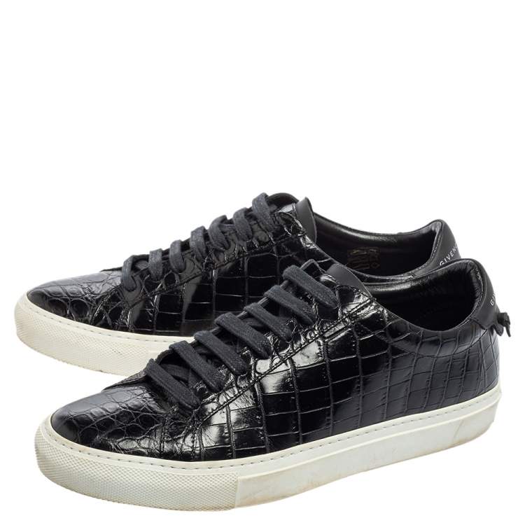 Pre Owned Givenchy Black Croc Embossed Leather Urban Street Sneakers Size 39