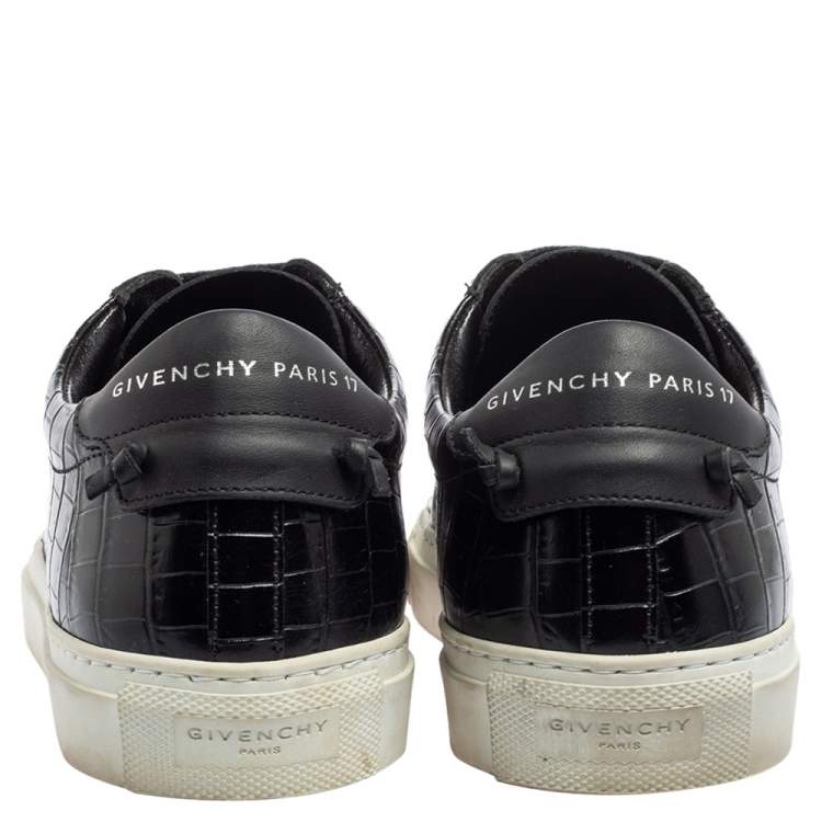 Pre Owned Givenchy Black Croc Embossed Leather Urban Street Sneakers Size 39