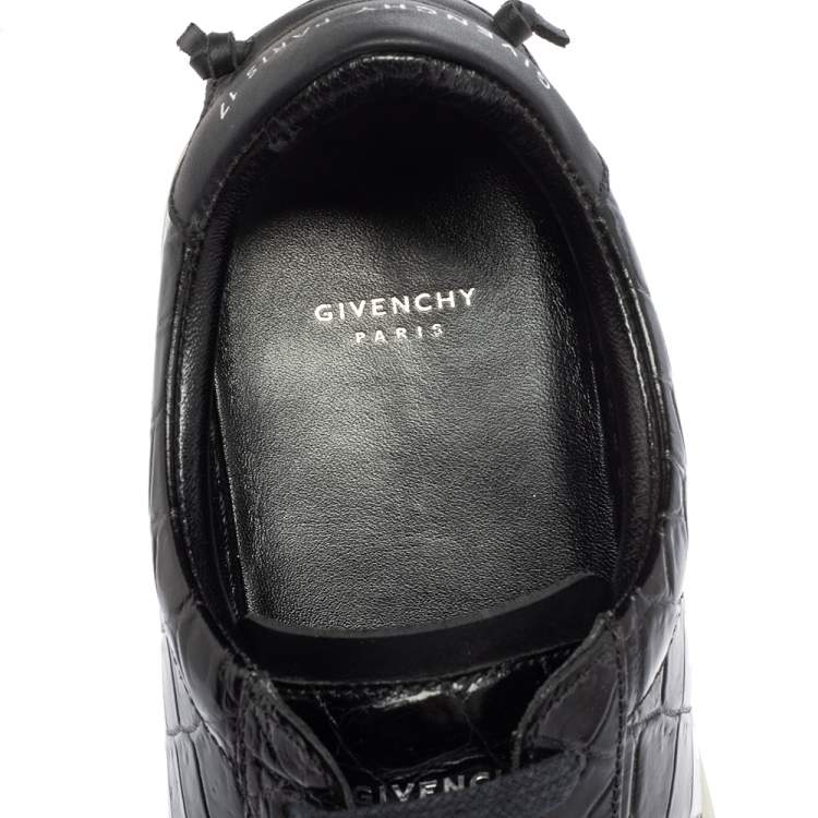 Pre Owned Givenchy Black Croc Embossed Leather Urban Street Sneakers Size 39