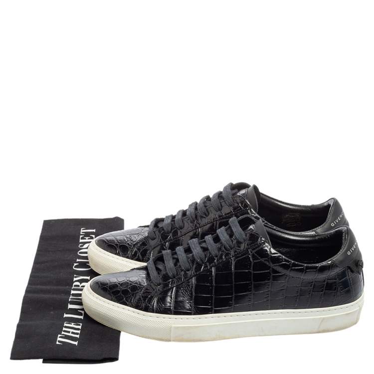 Pre Owned Givenchy Black Croc Embossed Leather Urban Street Sneakers Size 39