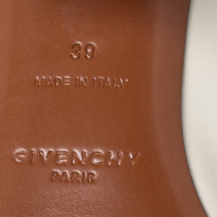 Pre Owned Givenchy Cream Leather Triangle Logo Heel Mules Size 39